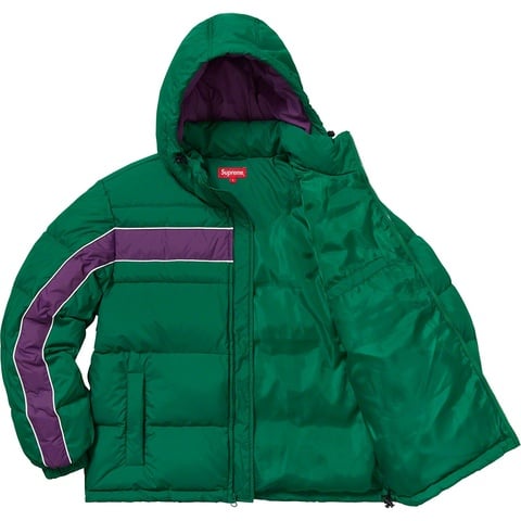 Supreme Stripe Panel Down Jacket ライトブルー 2018AW Supreme Stripe Panel Down Jacket Light Blue シュプリーム
