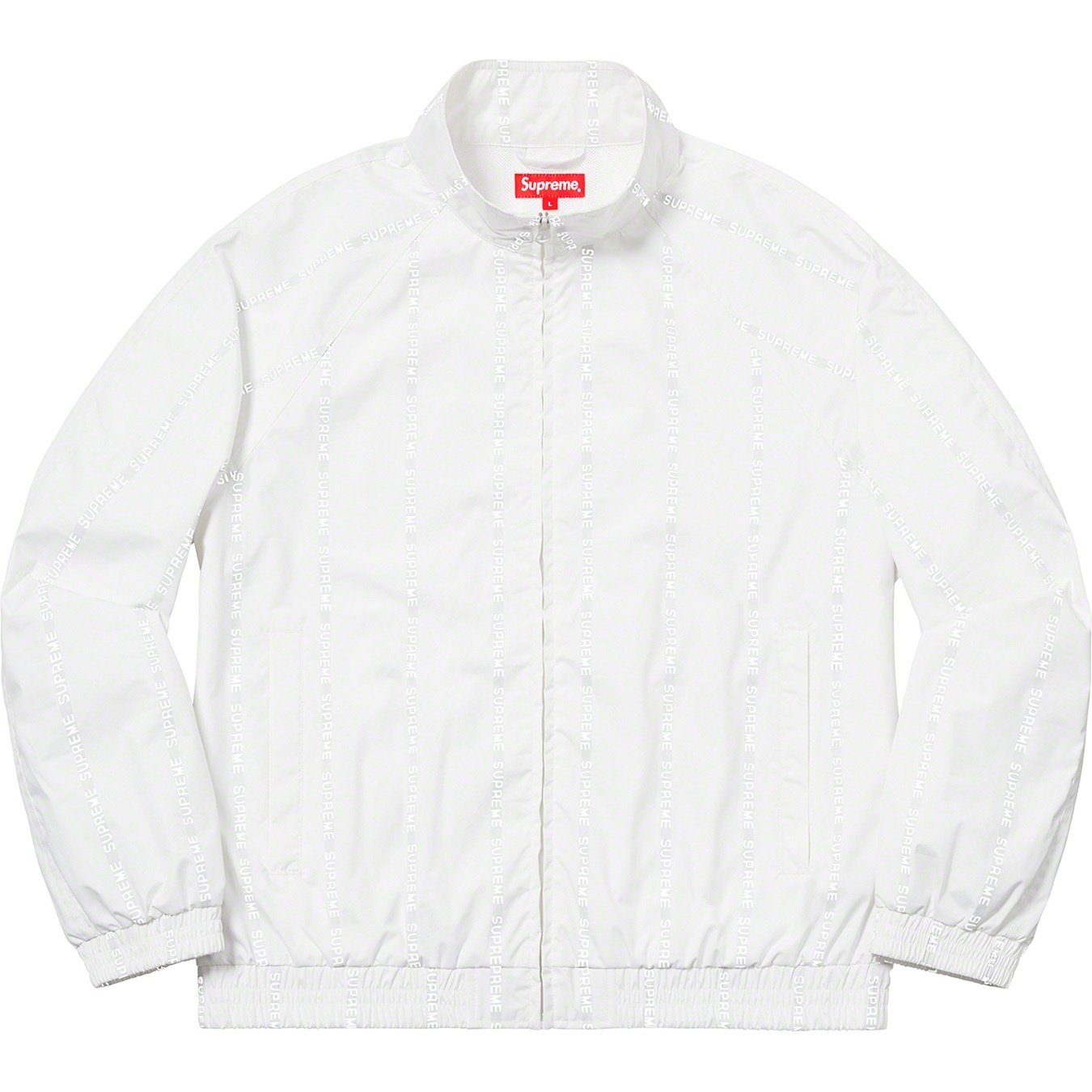Supreme Reflective Text Track Jacket (FW18) - White - $198