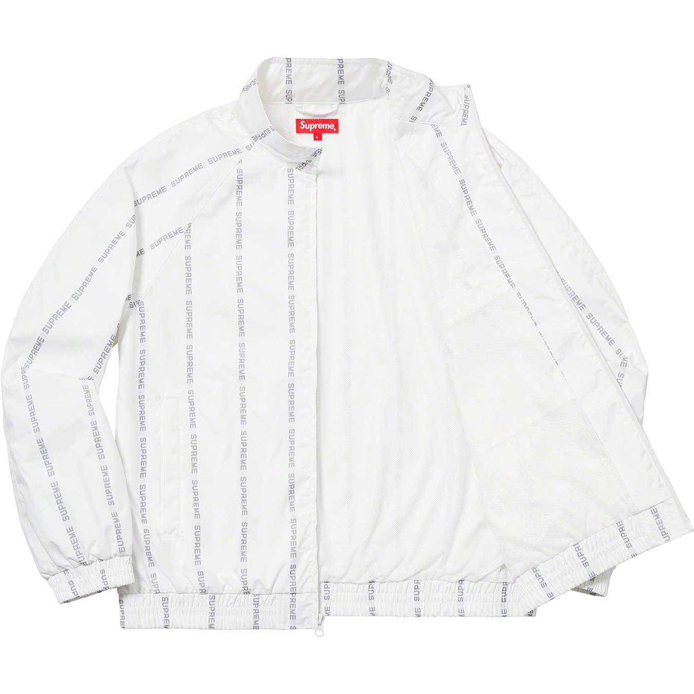 Supreme Reflective Text Track Jacket (FW18) - White - $198