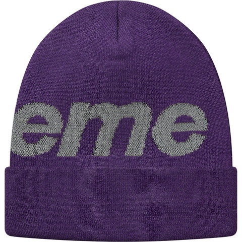 Supreme Big Logo Beanie - Bright Purple