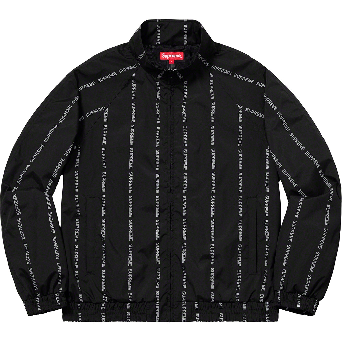 Supreme Reflective Text Track Jacket (FW18) - Black - $198