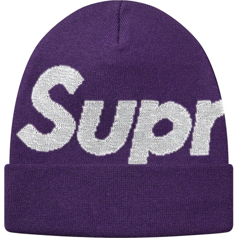 Supreme Big Logo Beanie - Bright Purple
