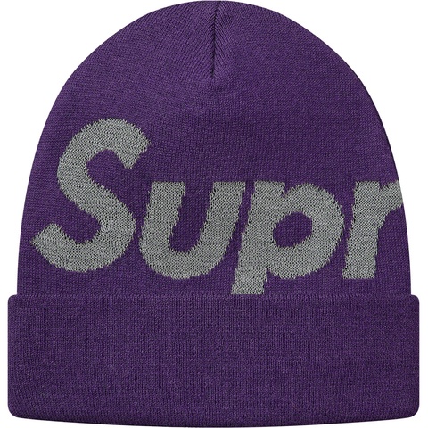 Supreme Big Logo Beanie - Bright Purple