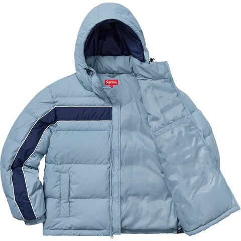 Supreme Stripe Panel Down Jacket - Light Blue