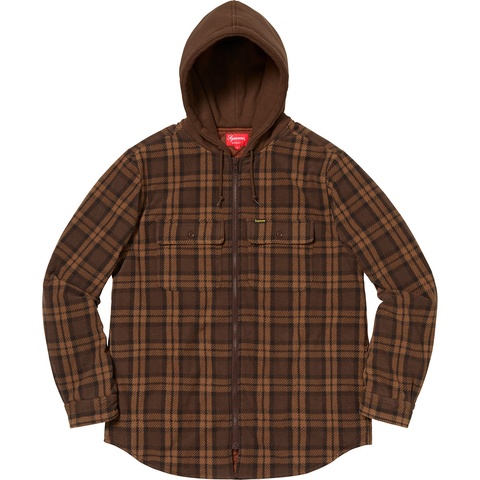 Supreme Hooded Plaid Work Shirt - Brown