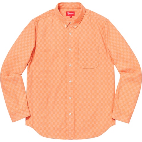 Supreme Checkered Denim Shirt - Peach