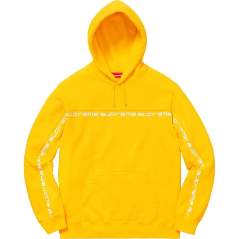 Supreme Text Stripe Hooded Sweatshirt - Yellow