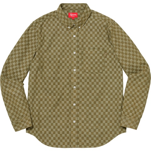 Supreme Checkered Denim Shirt - Olive
