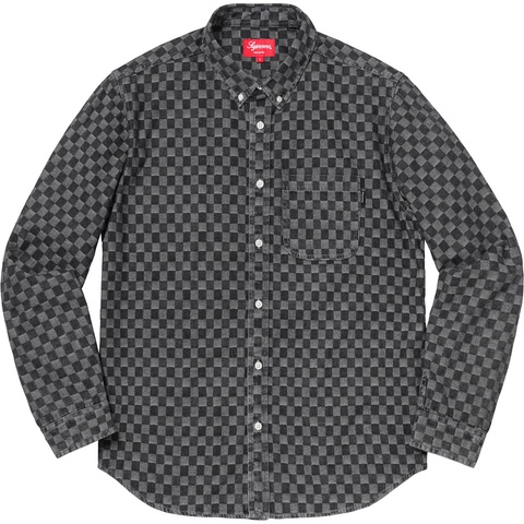 Supreme Checkered Denim Shirt - Black