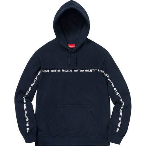 Supreme Text Stripe Hooded Sweatshirt - Navy