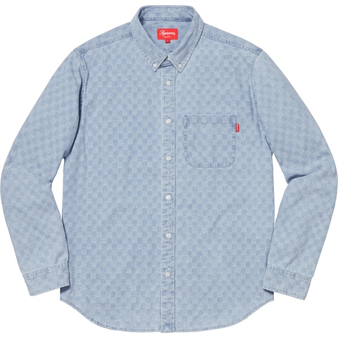 Supreme Checkered Denim Shirt - Blue
