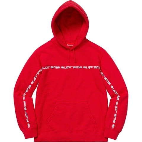 Supreme Text Stripe Hooded Sweatshirt - Red