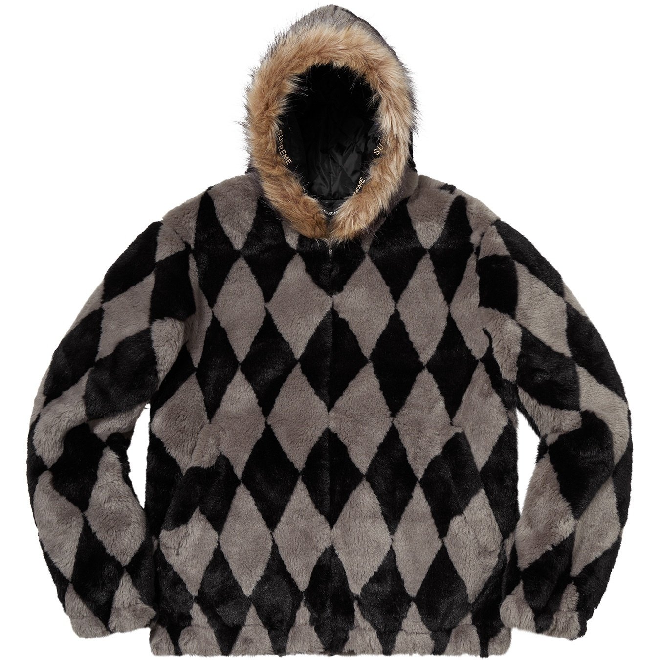 Supreme Diamond Faux Fur Jacket (FW18) - Grey - $398