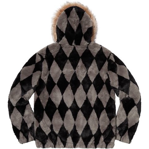 Supreme Diamond Faux Fur Jacket - Grey