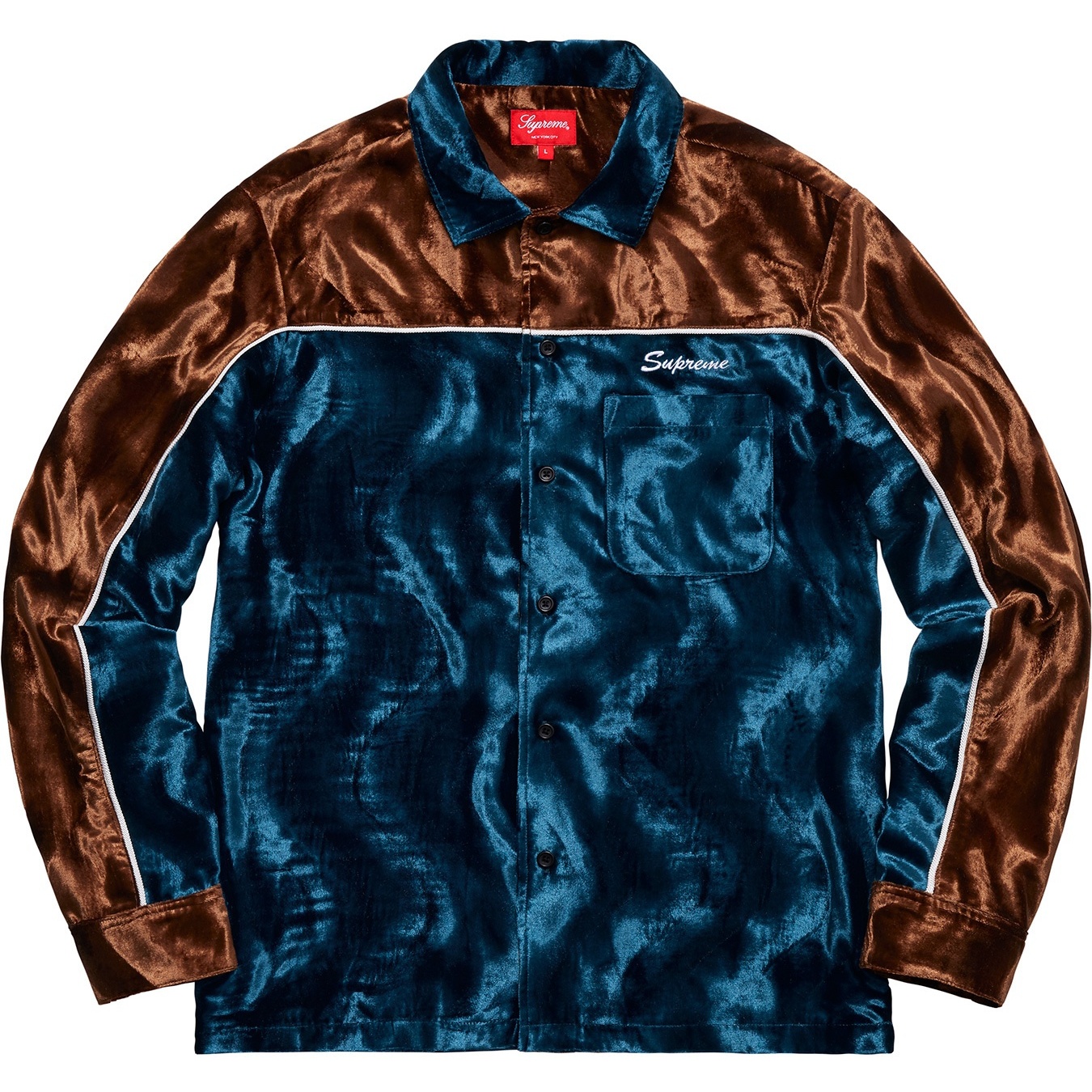 Supreme Velvet Swirl Work Shirt (FW18) - Navy - $138