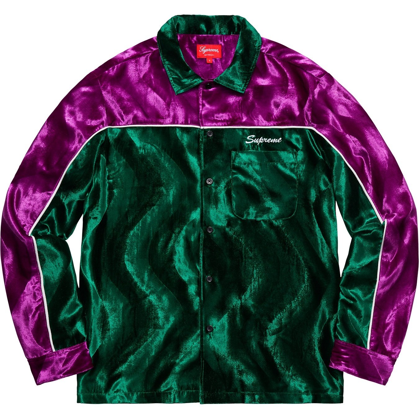 Supreme Velvet Swirl Work Shirt (FW18) - Green - $138