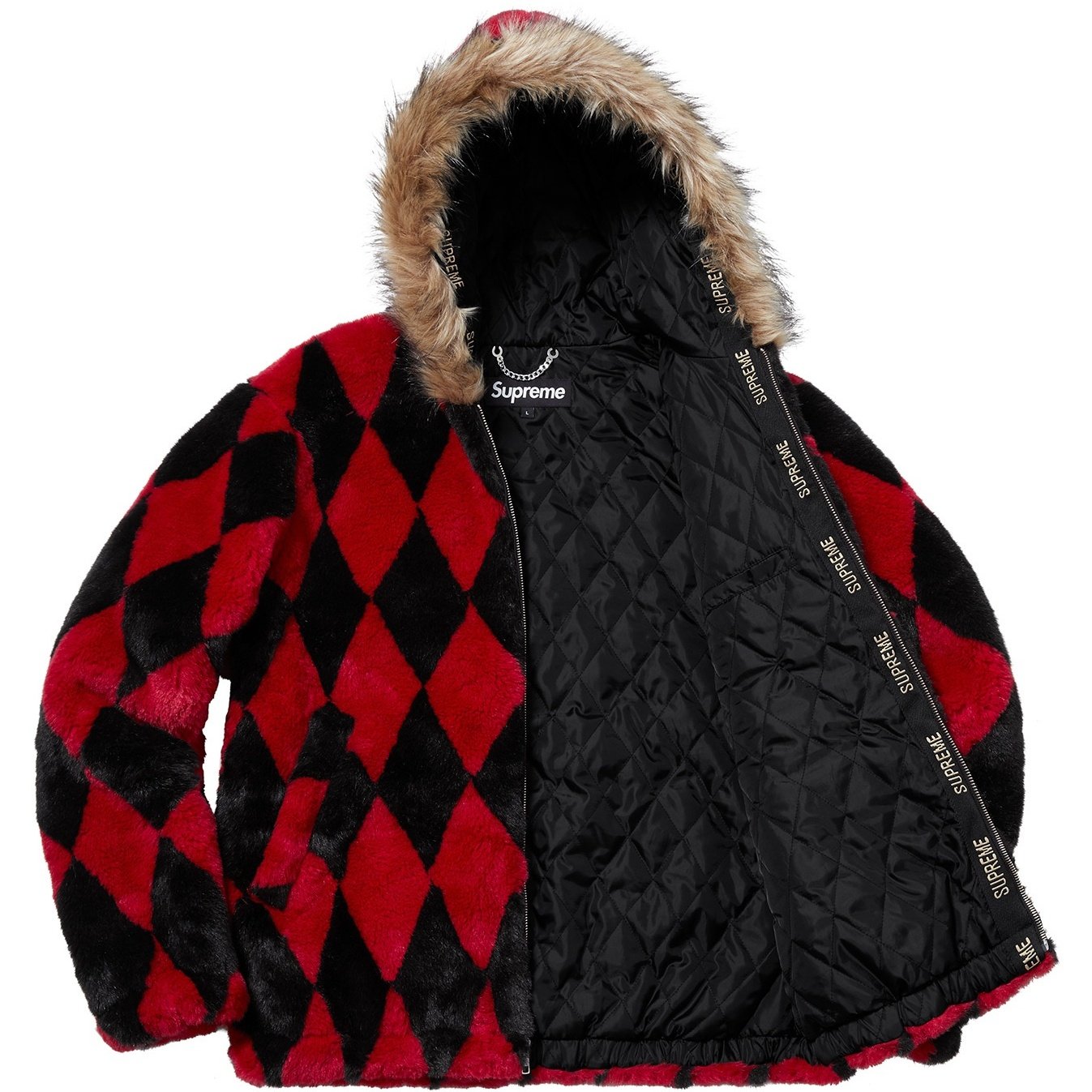 Supreme Diamond Faux Fur Jacket (FW18) - Red - $398