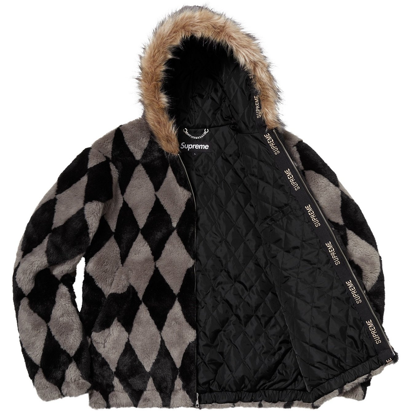 Supreme Diamond Faux Fur Jacket (FW18) - Grey - $398