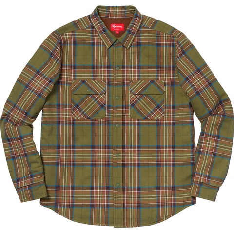 Supreme Pile Lined Plaid Flannel Shirt - Olive