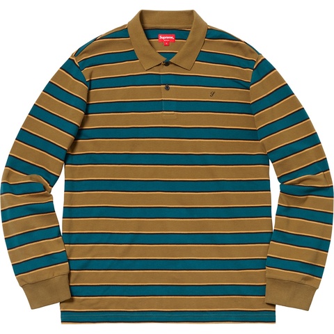 Supreme Striped L/S Polo - Gold