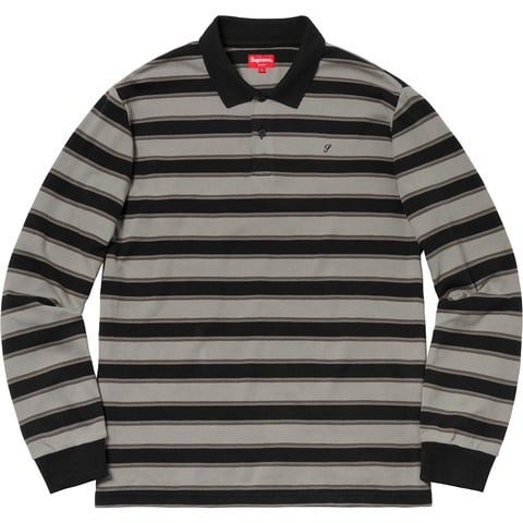 Supreme Striped L/S Polo - Black