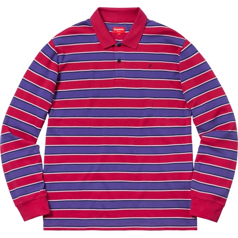 Supreme Striped L/S Polo - Magenta