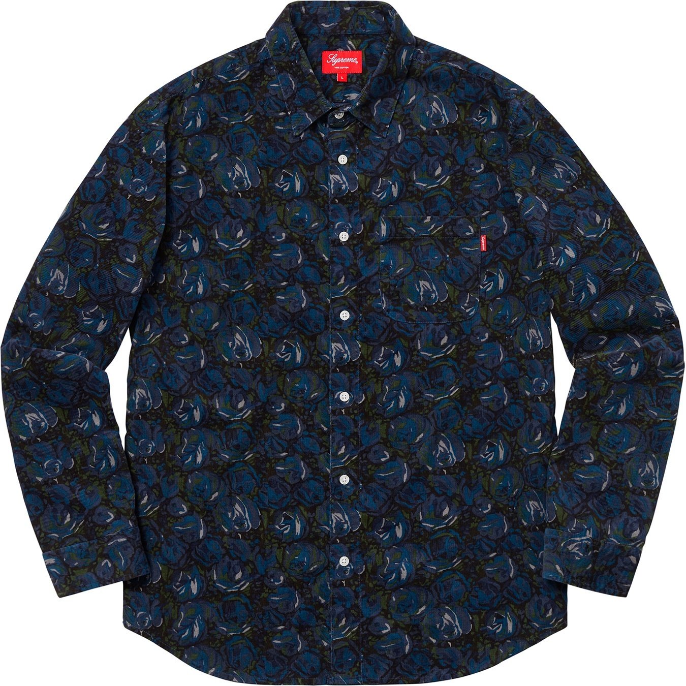Supreme Roses Corduroy Shirt (FW18) - Blue - $128