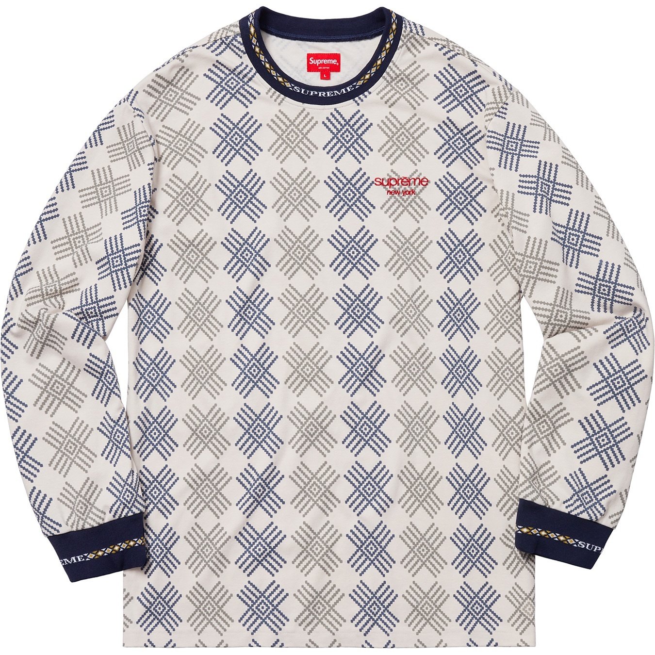 Supreme Motif L S Top (FW18) - Off-White - $110