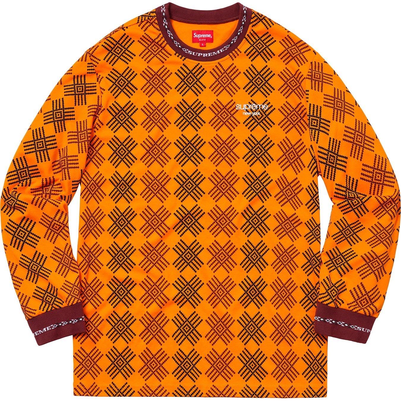Supreme Motif L S Top (FW18) - Orange - $110