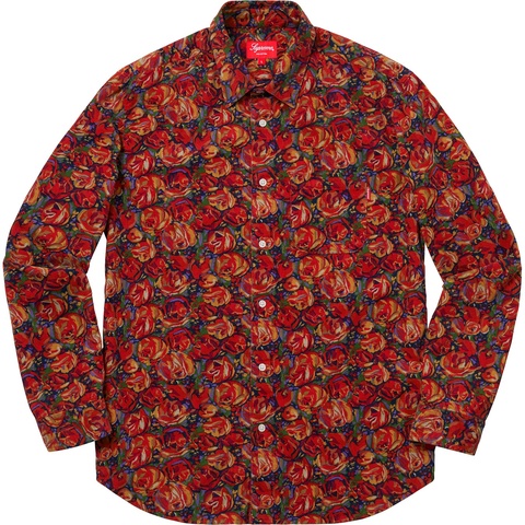Supreme Roses Corduroy Shirt - Red