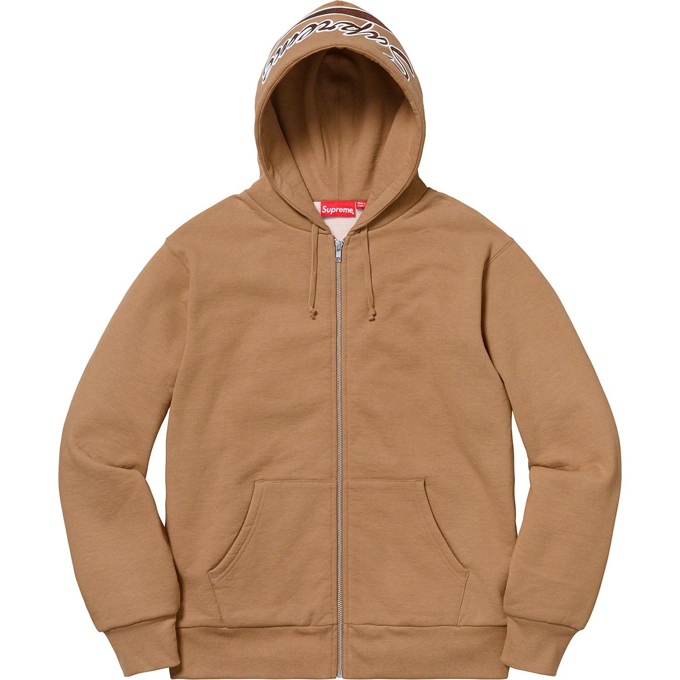 Supreme Thermal Zip Up Sweatshirt (FW18) - Light Brown - $198