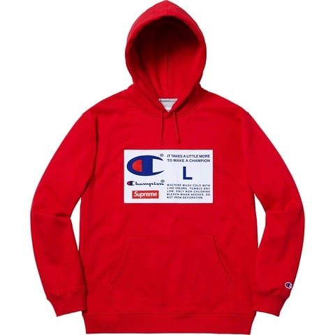 Supreme Supreme®/Champion® Label Hooded Sweatshirt - Red