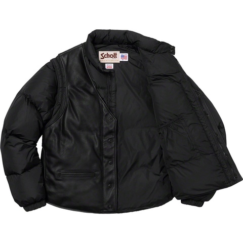 Supreme Supreme®/Schott® Down Leather Vest Puffy Jacket - Black