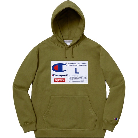 Supreme®/Champion® Label Hooded Sweatshirt - Supreme
