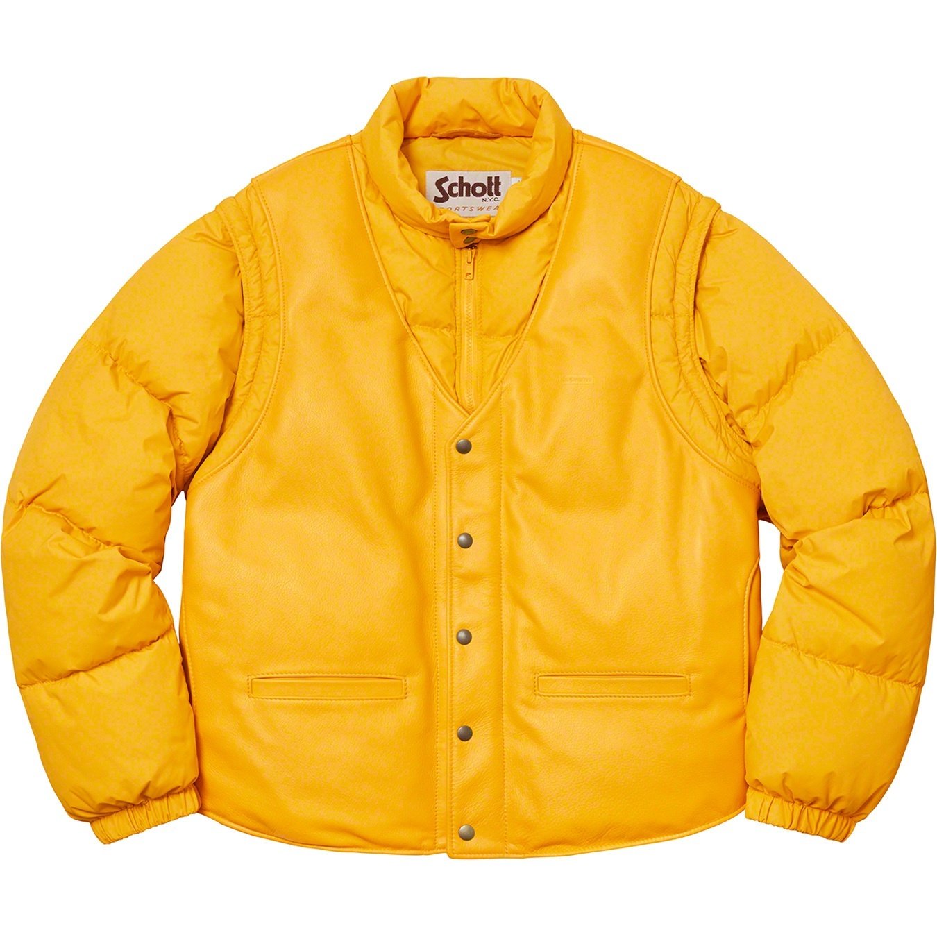 Supreme Supreme Schott Down Leather Vest Puffy Jacket (FW18) - Yellow - $628