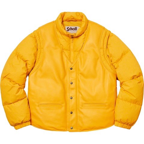 Supreme Supreme®/Schott® Down Leather Vest Puffy Jacket - Yellow