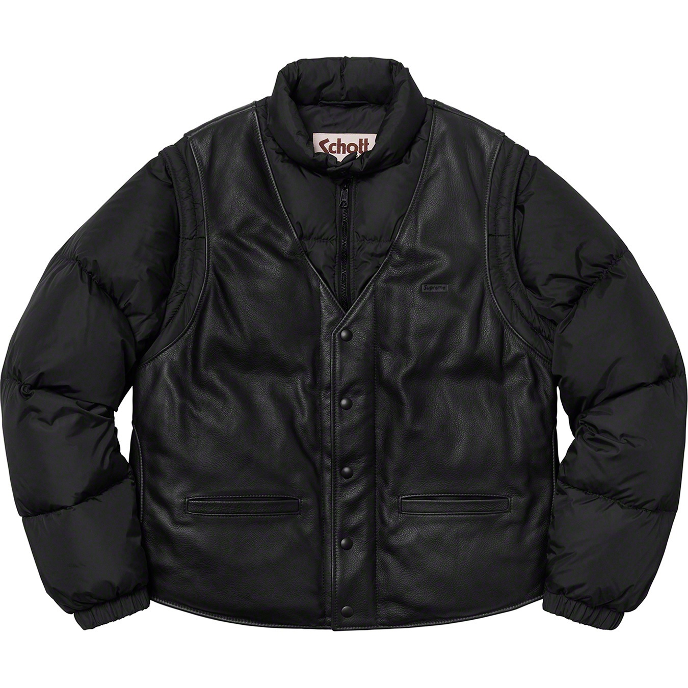 Supreme Supreme Schott Down Leather Vest Puffy Jacket (FW18) - Black - $628