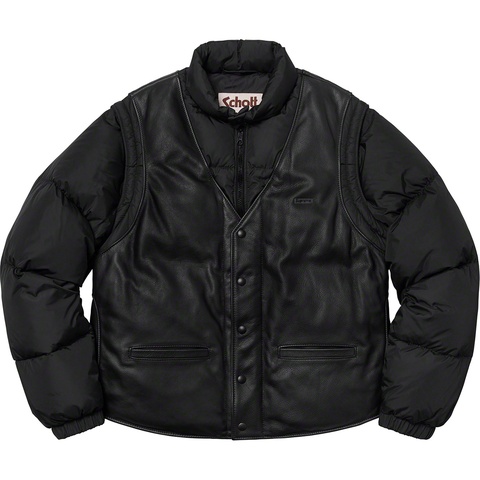 Supreme Supreme®/Schott® Down Leather Vest Puffy Jacket - Black