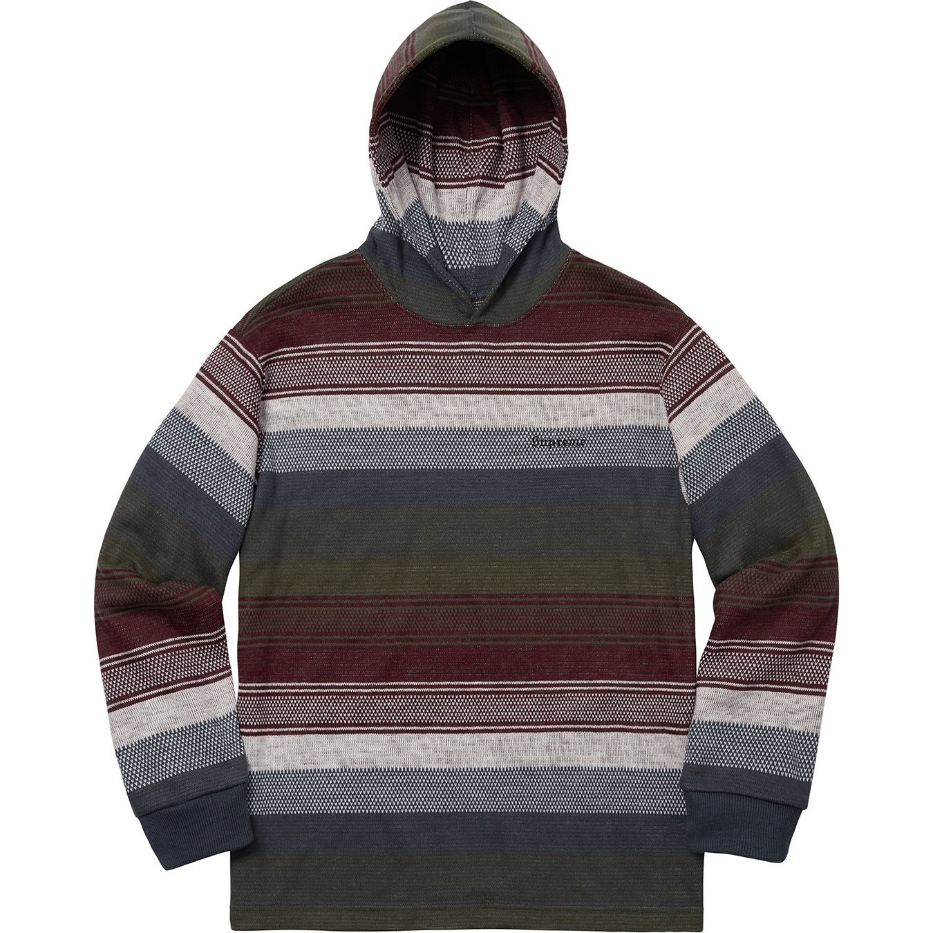 Supreme Knit Stripe Hooded L S Top (FW18) - Navy - $138