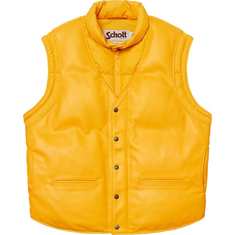 Supreme Supreme®/Schott® Down Leather Vest Puffy Jacket - Yellow