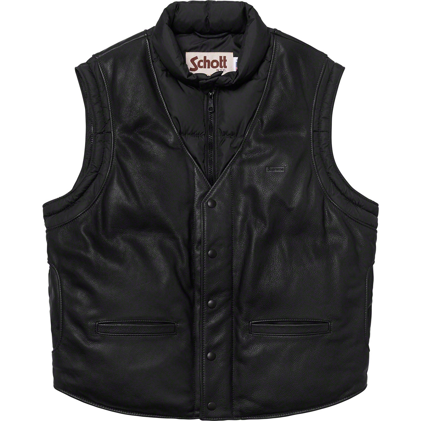 Supreme Supreme Schott Down Leather Vest Puffy Jacket (FW18) - Black - $628