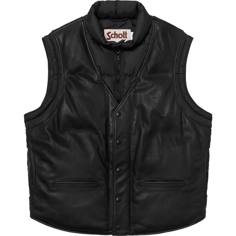 Supreme Supreme®/Schott® Down Leather Vest Puffy Jacket - Black