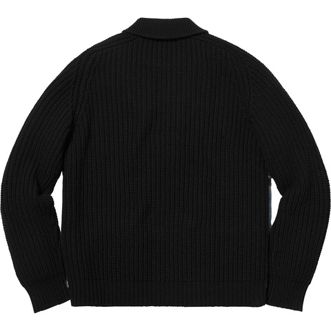 Supreme Plaid Front Zip Sweater - Black