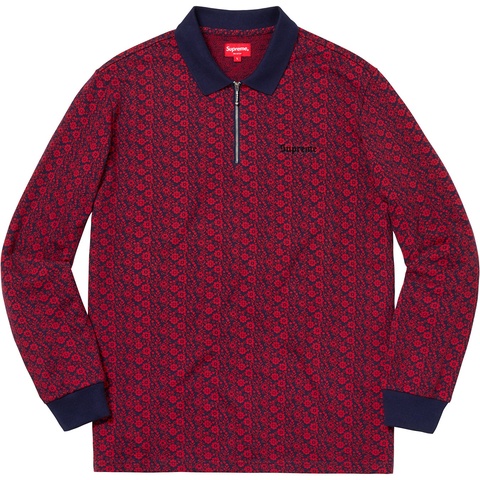 Floral Jacquard Zip L/S Polo - fall/winter 2018 - Supreme