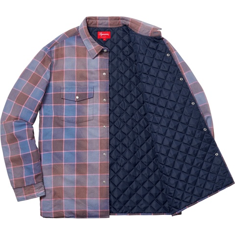 Supreme Quilted Faded Plaid Shirt - Dusty Blue