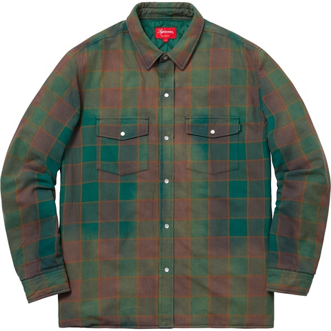 Supreme Quilted Faded Plaid Shirt - Dusty Green