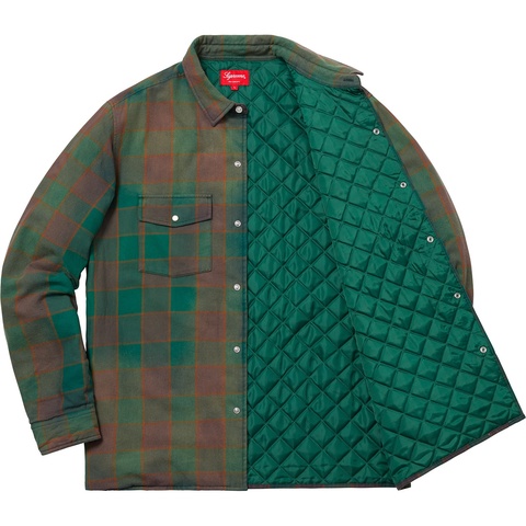 Supreme Quilted Faded Plaid Shirt - Dusty Green