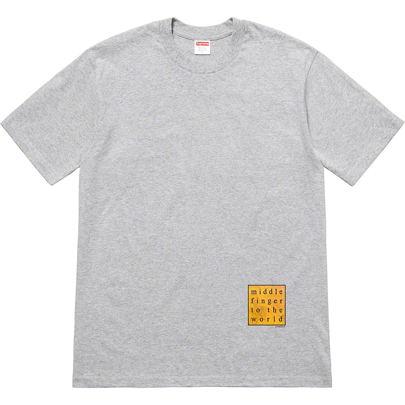 Supreme Middle Finger To The World Tee (SS19) - Heather Grey - $38