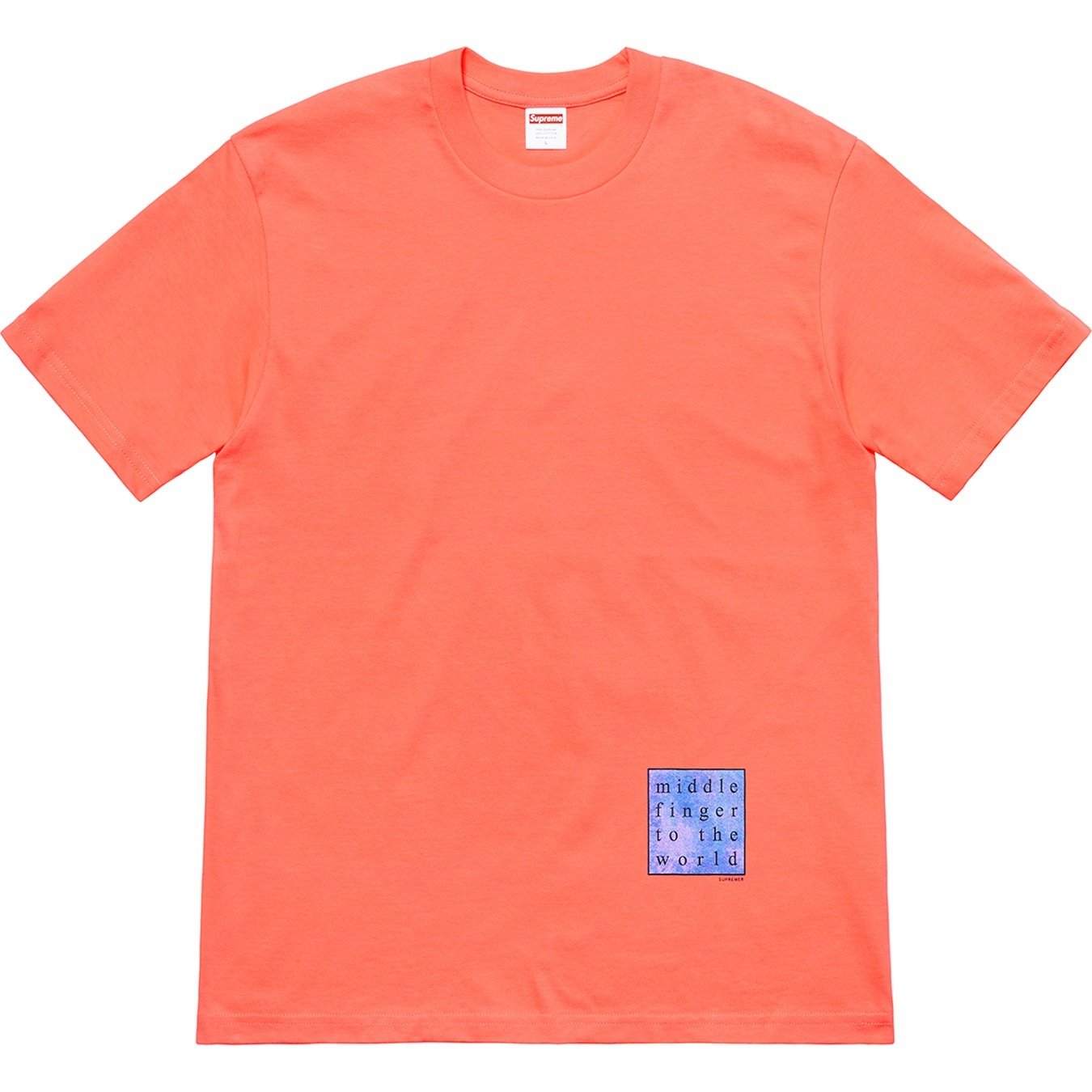 Supreme Middle Finger To The World Tee (SS19) - Neon Orange - $38