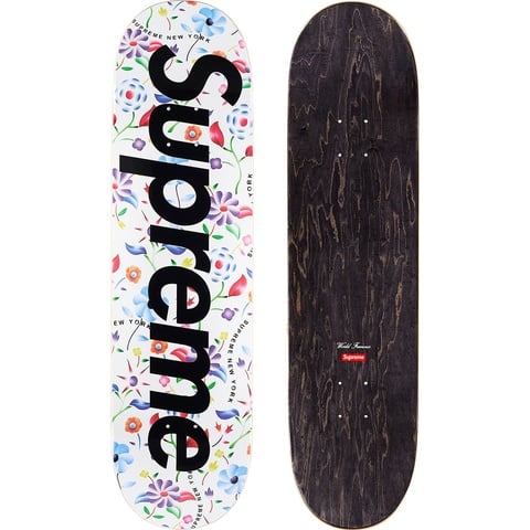 Supreme Airbrushed Floral Skateboard - 8.375" x 32.125" - White